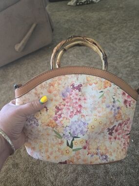 Dana Buchman Floral Dome Satchel in Peach, Lavender & Cream